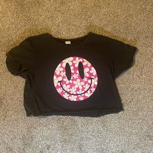 Altar’d state cropped pink smiley face shirt.